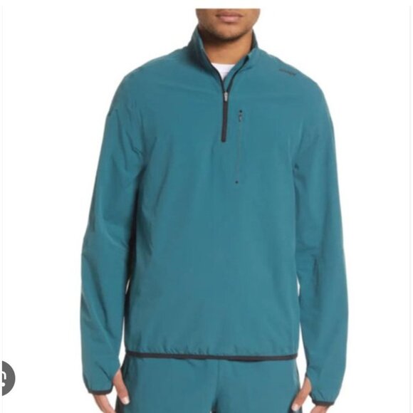 BRADY Pullover Mens Small Teal Quarter Zip Lightweight Athletic Performance - Picture 1 of 4